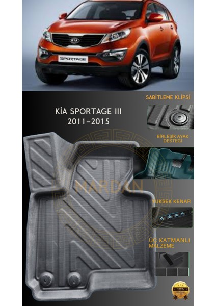 Kia Sportage Lll 2011-2015 Için 4,5d Carbon Lüx Havuzlu Paspas - Tpe Malzeme