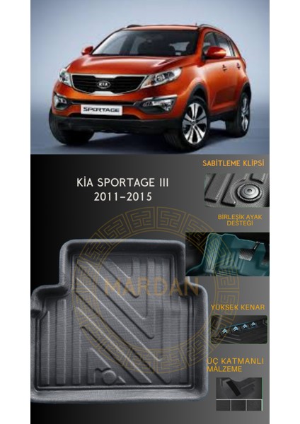 Kia Sportage Lll 2011-2015 Için 4,5d Carbon Lüx Havuzlu Paspas - Tpe Malzeme