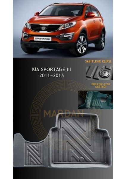 Kia Sportage Lll 2011-2015 Için 4,5d Carbon Lüx Havuzlu Paspas - Tpe Malzeme