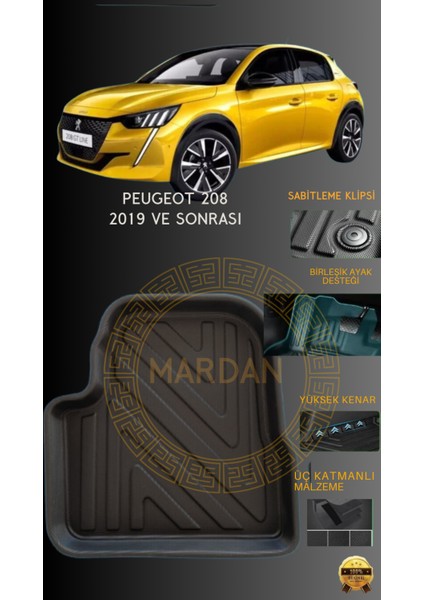 Peugeot 208 2019 Sonrasi Için 4,5d Carbon Lüx Havuzlu Paspas - Tpe Malzeme