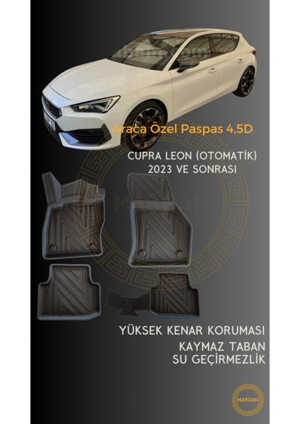 Cupra Leon Otomatik Vites 2023 ve Sonrası Için 4,5d Carbon Lüx Havuzlu Paspas - Tpe Malzeme