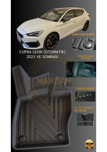 Cupra Leon Otomatik Vites 2023 ve Sonrası Için 4,5d Carbon Lüx Havuzlu Paspas - Tpe Malzeme