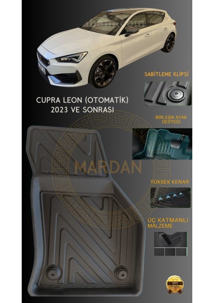 Cupra Leon Otomatik Vites 2023 ve Sonrası Için 4,5d Carbon Lüx Havuzlu Paspas - Tpe Malzeme