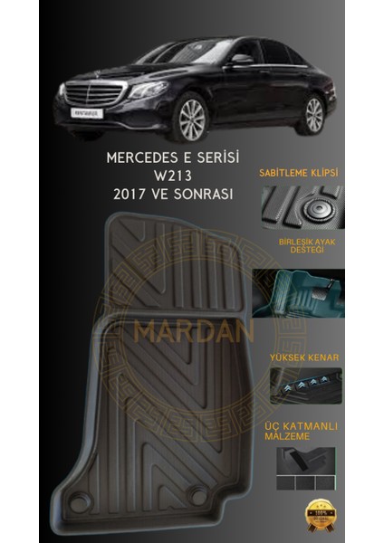 Mercedes E Serisi W213 2017 ve Sonrasi  Için 4,5d Carbon Lüx Havuzlu Paspas - Tpe Malzeme