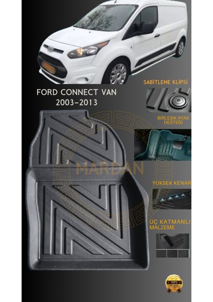 Ford Connect 2003-2013 Van Için 4,5d Carbon Lüx Havuzlu Paspas - Tpe Malzeme