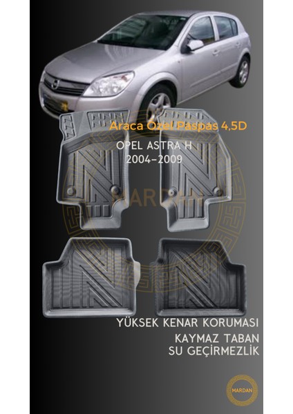 Opel Astra H 2004-2009 Için 4,5d Carbon Lüx Havuzlu Paspas - Tpe Malzeme