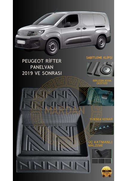 Peugeot Rifter Panelvan 2019 ve Sonrası Için 4,5d Carbon Lüx Havuzlu Paspas - Tpe Malzeme