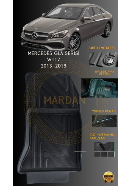 Mercedes Cla W117 2013-2019 Için 4,5d Carbon Lüx Havuzlu Paspas - Tpe Malzeme