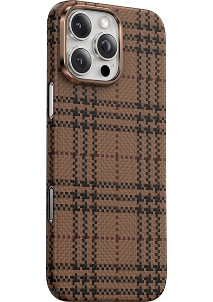 iPhone 16 Pro Max Kılıf Magsafe Karbon Premium Thin Kapak Çöl Renkli Aramid Kevlar Scots 3D Işlemeli