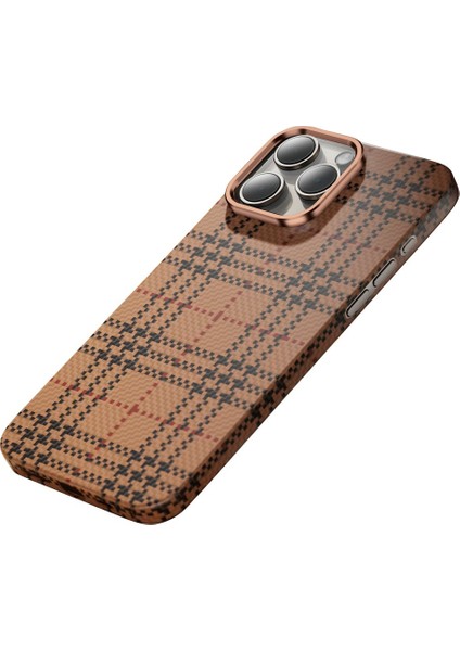 iPhone 16 Pro Max Kılıf Magsafe Karbon Premium Thin Kapak Çöl Renkli Aramid Kevlar Scots 3D Işlemeli