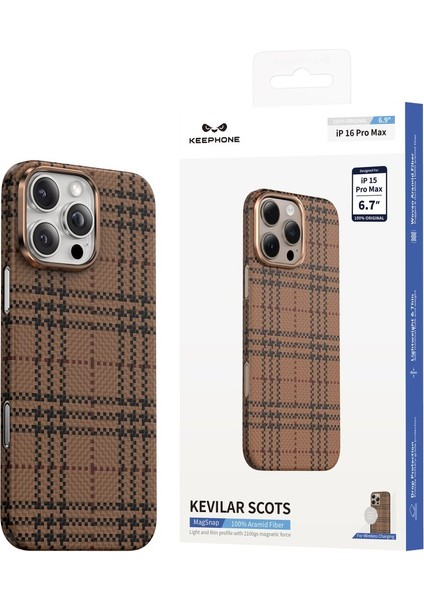 iPhone 16 Pro Max Kılıf Magsafe Karbon Premium Thin Kapak Çöl Renkli Aramid Kevlar Scots 3D Işlemeli