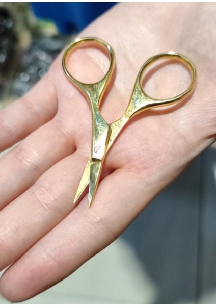 7cm Altın Kaplama Beauty Kaş Bıyık Düzeltme Makası Full Çelik Süper Keskin Güzellik Makyaj Makası