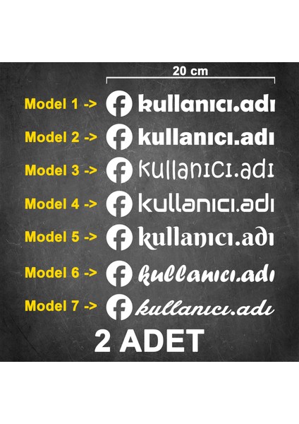 2 Adet Facebook Kullanıcı Adı Sticker - Facebook Sticker - Facebook Logo Sticker - Kullanıcı Adı Etiket - Cam Sticker