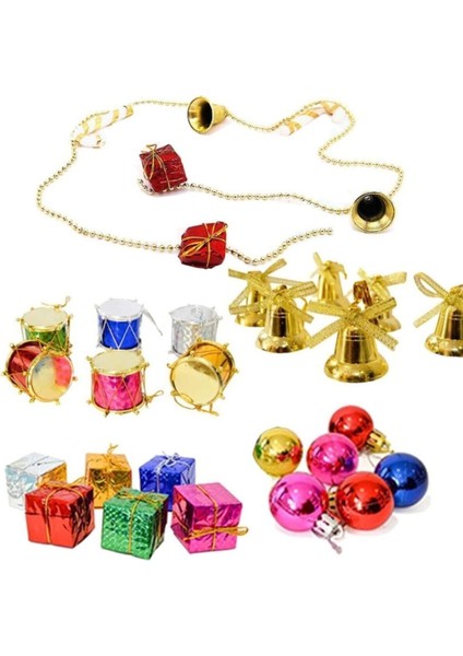 Yılbaşı Ağacı Süsleri 25 Parça Çoklu Süsleme Paket Toplar Çanlar