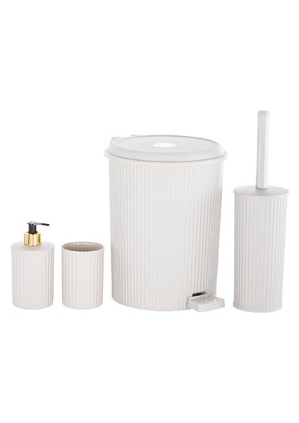 Plastik 4'lü Pedallı Banyo Seti Beyaz