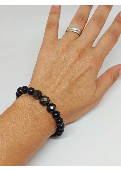 Parlayan Yıldızlar Serisi Golden Obsidyen Taşı Tasarım Bileklik modelleri