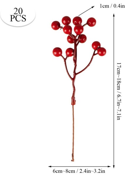 2 Adet 17 cm Kokina Red Berry Yılbaşı Süsü Yılbaşı Uğuru T-105
