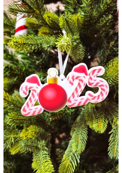 Yılbaşı Ağacı Süsü Candy Cane 2025 Yazılı