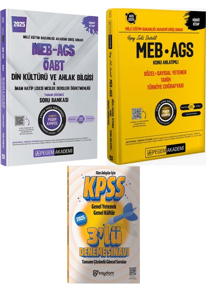 2025 MEB AGS Konu Anlatımlı Sözel Sayısal - Tarih - Türkiye Coğrafyası - Din Kültürü ve Ahlak Bilgisi Soru Bankası - 3 Deneme