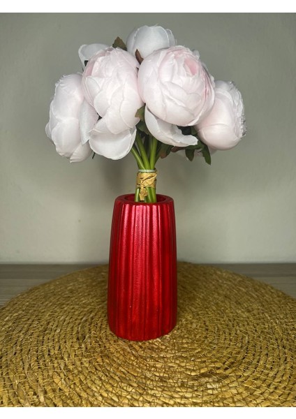 Kırmızı Vazo, Dekoratif Vazo, Kuru Çiçek Vazo, Bohem Büyük Boy Çizgili Vazo fiyatları