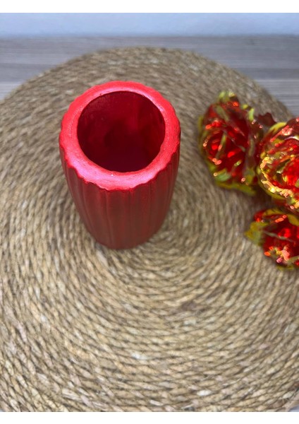 Kırmızı Vazo, Dekoratif Vazo, Kuru Çiçek Vazo, Bohem Büyük Boy Çizgili Vazo fırsatları