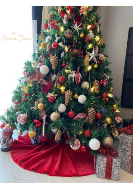 Peluş Yılbaşı Ağacı Örtüsü Yılbaşı Çam Ağacı Örtüsü Kırmızı 150 cm Çaplı fiyatları