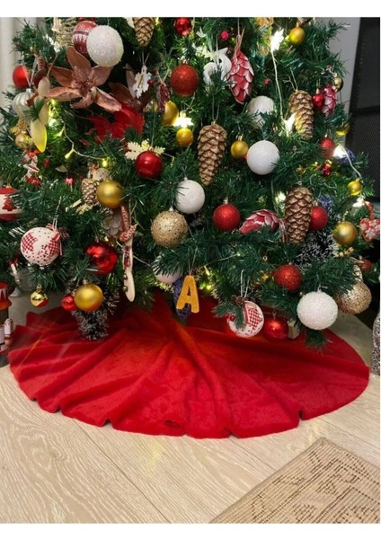Peluş Yılbaşı Ağacı Örtüsü Yılbaşı Çam Ağacı Örtüsü Kırmızı 150 cm Çaplı modelleri