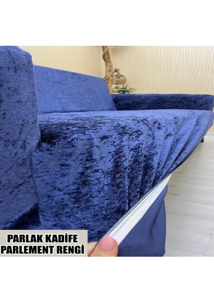 Kadife 3 3 1 1 Lastikli Kanepe Örtüsü | Lastikli Koltuk Örtüsü | Koltuk Kılıfı Takımı