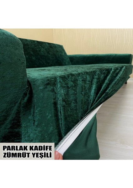 Kadife 3 3 1 1 Lastikli Kanepe Örtüsü | Lastikli Koltuk Örtüsü | Koltuk Kılıfı Takımı