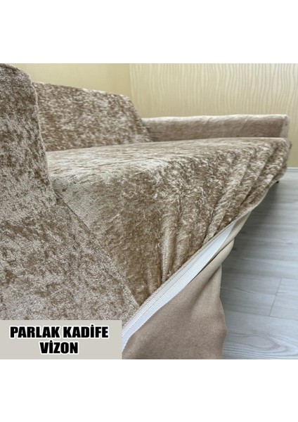 Kadife 3 3 1 1 Lastikli Kanepe Örtüsü | Lastikli Koltuk Örtüsü | Koltuk Kılıfı Takımı