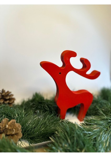 Yılbaşı Temalı Ahşap Geyik 15CM