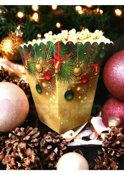 Yılbaşı Mısır Kutusu 8'li Yılbaşı Popcorn Çerez Şekerleme Kutusu