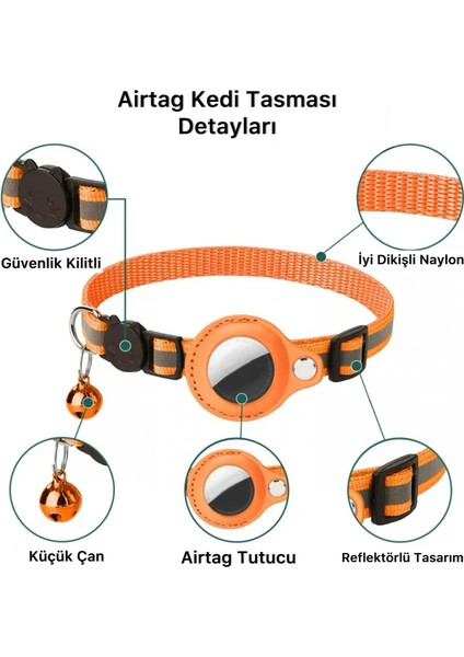 Airtag Tutucu Özellikli Kedi Tasması