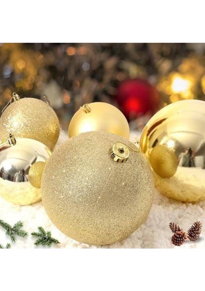 Gold Yılbaşı Topu Simli - Parlak - Mat 20 Adet 10 cm modelleri