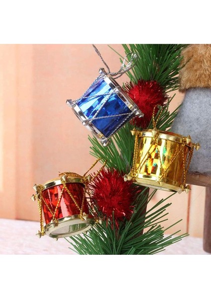 Yılbaşı Ağacı Süsü davul Şekilli Asılabilir Ağaç Süsü 3 cm 12'li