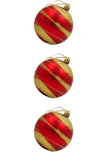 Yılbaşı Ağacı Topu Lüks Simli Kabartmalı 8 cm Boyutunda 3 Adet Asetat Kutulu fırsatları