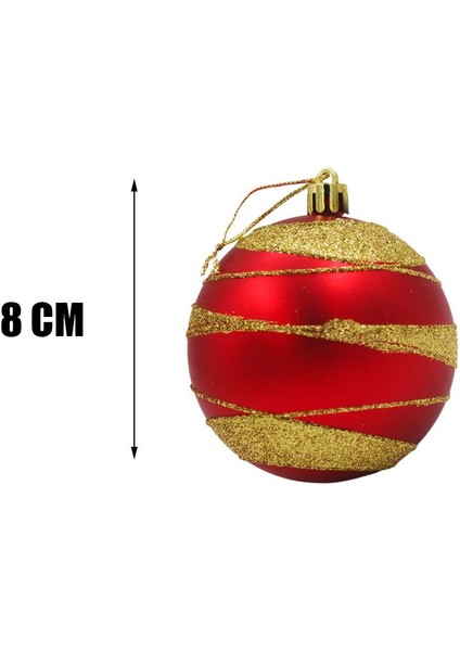 Yılbaşı Ağacı Topu Lüks Simli Kabartmalı 8 cm Boyutunda 3 Adet Asetat Kutulu indirimleri