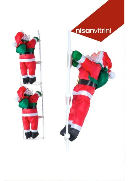 Merdivenli Noel Baba 60 cm Yılba?ı Susu 2li / Merdiven Tımanan Noel Baba Yilbasi Süsü / Nuel