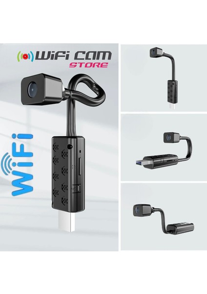 Mini Wifi USB Kamera Esnek Tasarım Canlı Izleme Sd Karta Kayıt