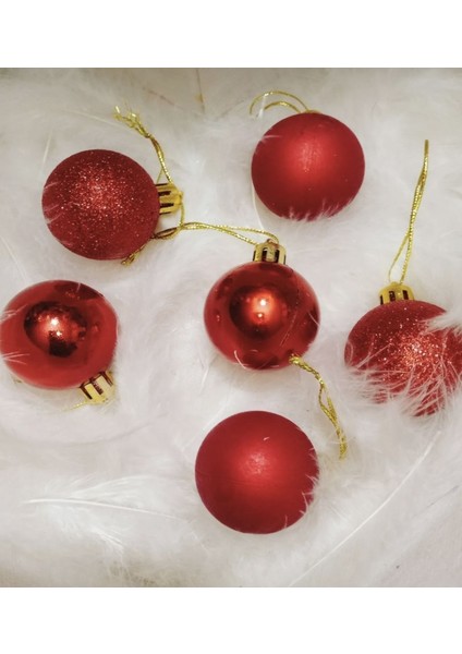 Yılbaşı Ağacı Kırmızı Top Süs Seti