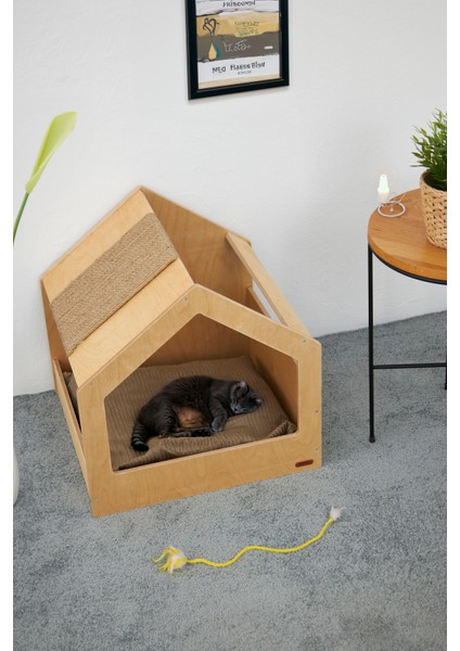 Demonte Ahşap Tırmalama Tahtalı Modern Kedi Evi modelleri