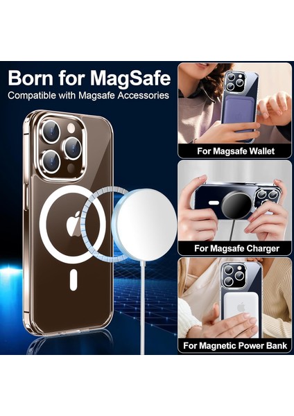 Apple iPhone 16 Pro Max Uyumlu Kılıf Kamera Koruma Camı Ekran Koruyucu Şeffaf Magsafe Temperli Cam Koruma