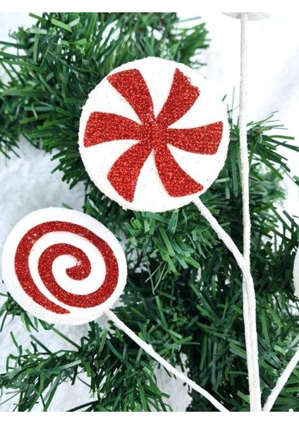 Yılbaşı Simli Köpük Şeker Dal 75 cm 1 Adet