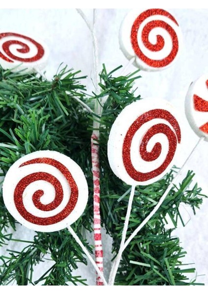 Yılbaşı Simli Köpük Şeker Dal 75 cm 1 Adet