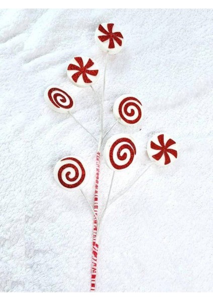 Yılbaşı Simli Köpük Şeker Dal 75 cm 1 Adet