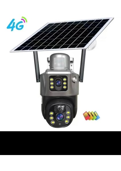 Mpia Mika 4g Ip Kamera 3 Mp + 3 Mp Çift Lens 4g Sim Kart / Solarlı Güneş Paneli Çift Yönlü Sesli Görüşme