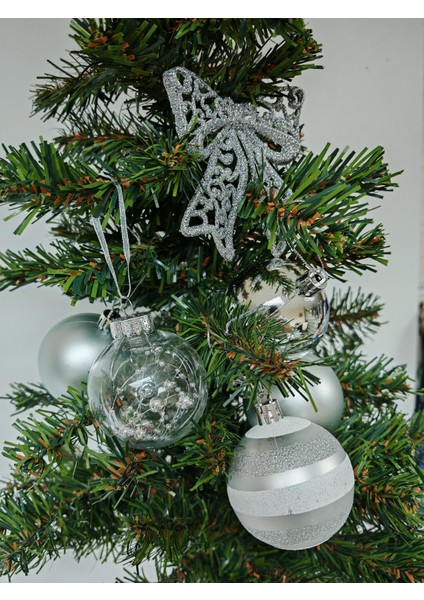 6 cm 5 Adet Premıum Yılbaşı Ağaç Süsleme Topları ve 10 cm Fiyonk Süs - 6'lı Paket - YIL062 fiyatları