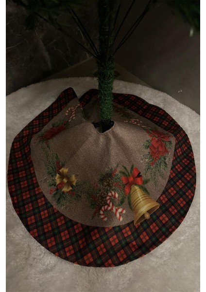 Yılbaşı Çam Ağacı Altı Ayak Örtüsü Yıkanabilir Kumaş Cırtlı 65X65 modelleri