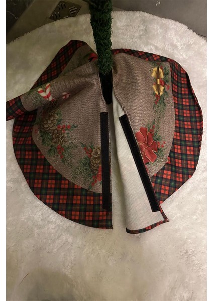 Yılbaşı Çam Ağacı Altı Ayak Örtüsü Yıkanabilir Kumaş Cırtlı 65X65 fırsatları