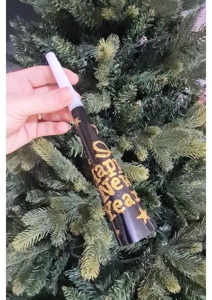 Yılbaşı Düdükleri Gold Lüks Happy New Year Yazılı Gold Simli Uzun Yüksek Sesli Vuvuzela 6'lı